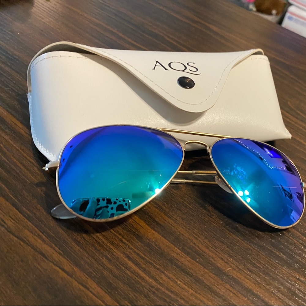 Blue reflective lens sunglasses-AQS